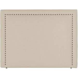 LOLAhome Cabecero con ribete de chinchetas de tela beige para cama de 150 cm