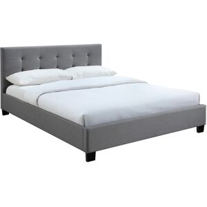 Miliboo Cama 160 x 200 tela gris acolchada MARQUISE