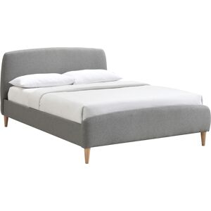 Miliboo Cama tejido gris y madera 140 x 200 NIELS