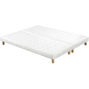 Miliboo Set de 2 somieres tapizados en blanco con patas de madera 90 × 200 cm JAMI