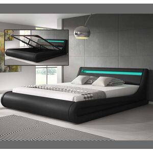 Cama de matrimonio con canapé Parisina en color negro (150x190cm)