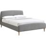 Miliboo Cama tejido gris y madera 140 x 200 NIELS