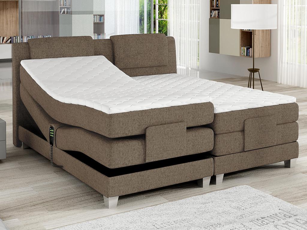 Pack boxspring cabecero + somieres de relajación eléctricos + colchones + cubrecolchón CASTEL de PALACIO -  2x80x200cm - Tela Beige