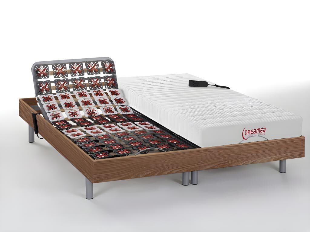 Cama eléctrica de terminales colchón con plancha de látex - 2 x 80 x 200 cm - Natural claro - ETHER de DREAMEA