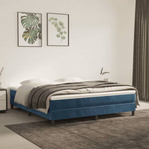 vidaXL Cama Box Spring Con Colchón Terciopelo Azul Oscuro 180x200 Cm