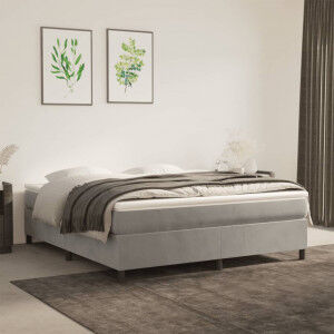 vidaXL Cama Box Spring Con Colchón Terciopelo Gris Claro 180x200 Cm