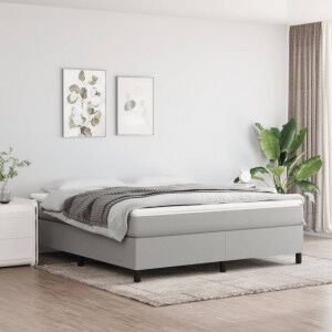 vidaXL Cama Box Spring Con Colchón Tela Gris Claro 160x200 Cm