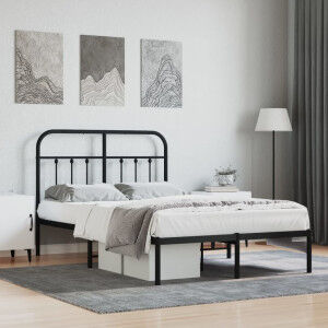 vidaXL Estructura De Cama Con Cabecero Metal Negro 120x190 Cm