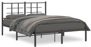 vidaXL Estructura De Cama Con Cabecero Metal Negro 140x200 Cm