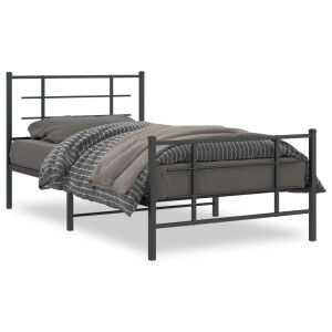 vidaXL Estructura De Cama Con Cabecero Y Estribo Metal Negro 100x190cm