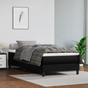 vidaXL Cama Box Spring Con Colchón Cuero Sintético Negro 90x190 Cm