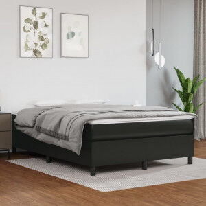 vidaXL Cama Box Spring Con Colchón Cuero Sintético Negro 140x200cm