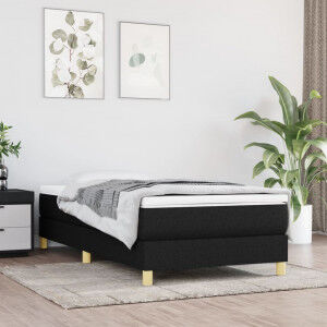 vidaXL Cama Box Spring Con Colchón Tela Negro 90x190 Cm