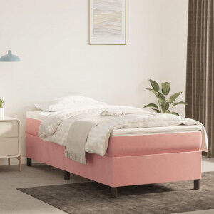 vidaXL Cama Box Spring Con Colchón Terciopelo Rosa 90x200 Cm