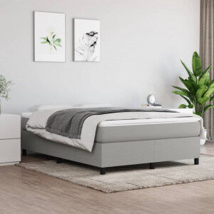 vidaXL Cama Box Spring Con Colchón Tela Gris Claro 140x200 Cm