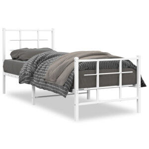 vidaXL Estructura Cama Metal Con Cabecero Y Pie Cama Blanca 80x200 Cm