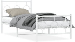 vidaXL Estructura Cama Metal Con Cabecero Y Pie Cama Blanca 90x200 Cm