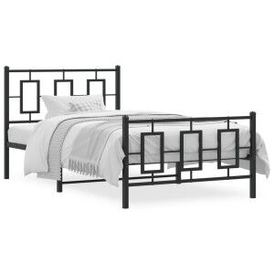 vidaXL Estructura De Cama Con Cabecero Y Estribo Metal Negro 100x200cm