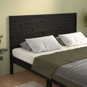 vidaXL Cabecero De Cama Madera Maciza De Pino Negro 146x4x100 Cm