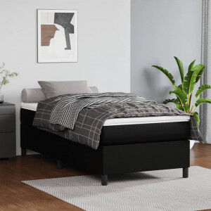 vidaXL Cama Box Spring Con Colchón Cuero Sintético Negro 90x190 Cm