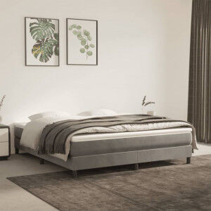 vidaXL Cama Box Spring Con Colchón Terciopelo Gris Claro 180x200 Cm