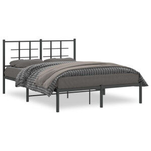 vidaXL Estructura De Cama Con Cabecero Metal Negro 135x190 Cm