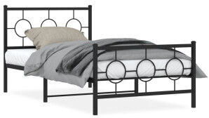 vidaXL Estructura De Cama Con Cabecero Y Estribo Metal Negro 100x190cm