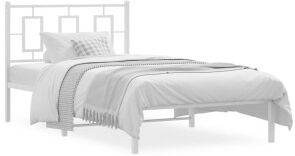 vidaXL Estructura De Cama De Metal Con Cabecero Blanco 100x190 Cm