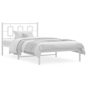 vidaXL Estructura De Cama De Metal Con Cabecero Blanco 107x203 Cm