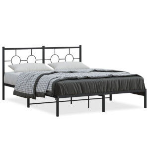 vidaXL Estructura De Cama Con Cabecero Metal Negro 160x200 Cm