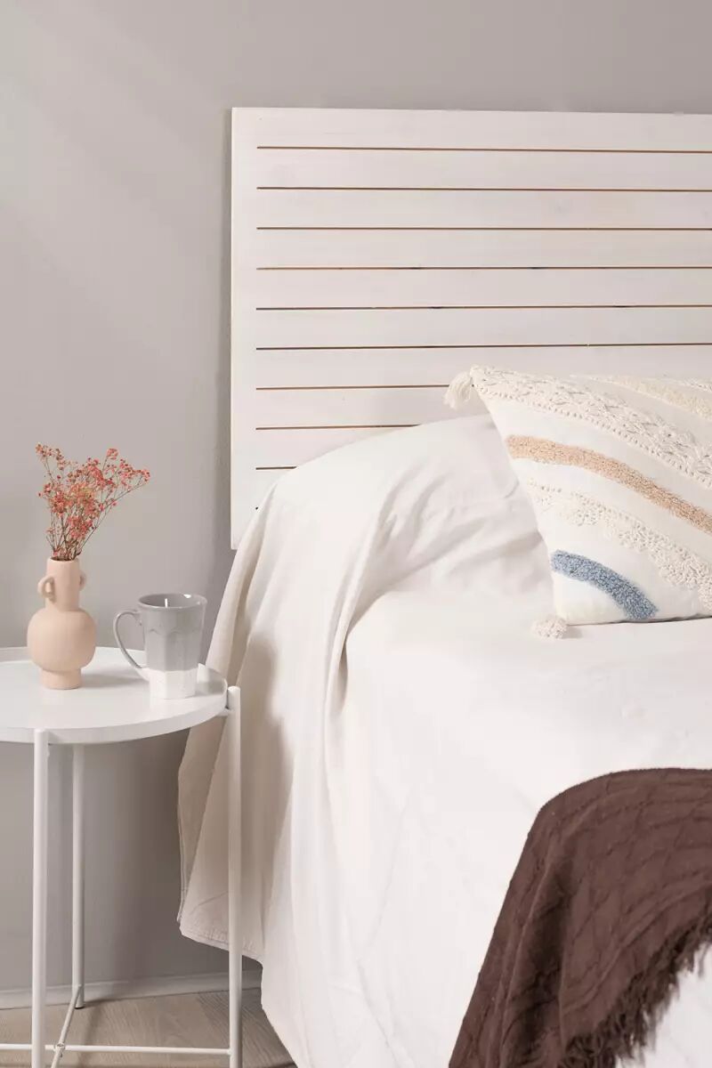 RegalosMiguel Cabecero Ribbon Madera para camas de 105 y 90 cm - Blanco