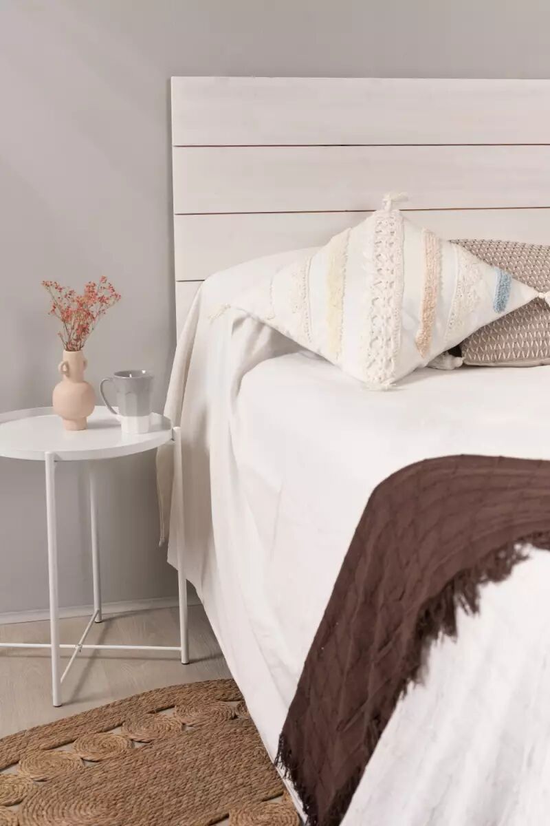 RegalosMiguel Cabecero Lyna Madera para camas de 105 y 90 cm - Blanco
