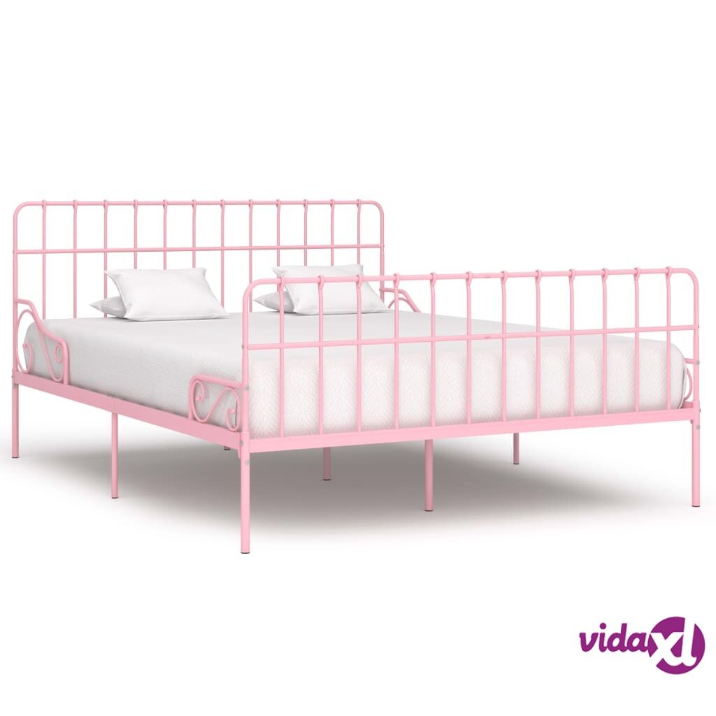 vidaXL Sängynrunko sälepohjalla pinkki metalli 180x200 cm