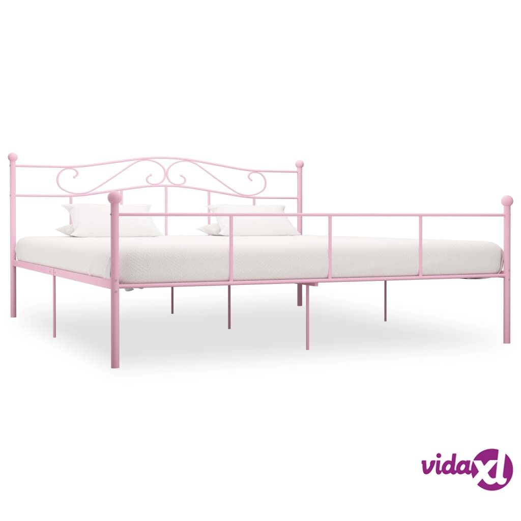 vidaXL Sängynrunko pinkki metalli 200x200 cm