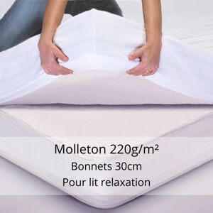 Protege Matelas coton 220g/m² tete et pieds relevables Tradilinge (Couleur : Blanc)