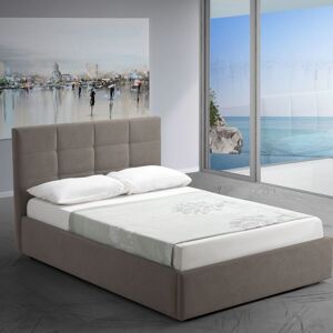 Toscohome Lit simple en tissu Turtledove avec coffre de rangement - Napoli