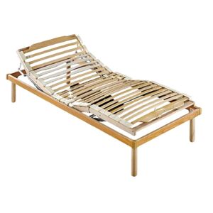 Toscohome Sommier électrique simple 80x190 cm en bois avec têtière et pieds réglables - Master