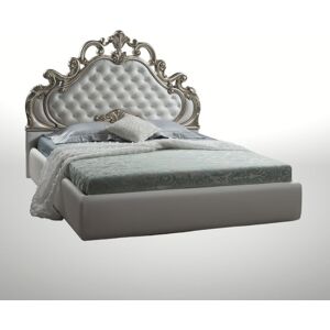 Toscohome Lit double de style baroque avec meuble de rangement en blanc - Aleksandra