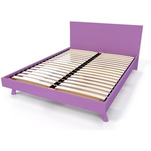 ABC MEUBLES Lit Scandinave 2 places bois Viking - 160x200 - Lilas - 160x200 - Lilas