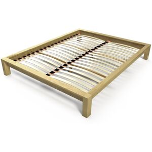 ABC MEUBLES Lit 2 places en bois massif King solide - 140x200 - Miel - 140x200 - Miel