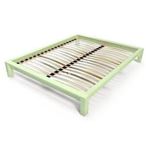 ABC MEUBLES Lit 2 places en bois massif King solide - 140x200 - Vert Pastel - 140x200 - Vert Pastel