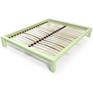 ABC MEUBLES Lit 2 places en bois massif King solide - 140x200 - Vert Pastel