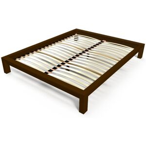 ABC MEUBLES Lit 2 places en bois massif King solide - 140x190 - Wengé - 140x190 - Wengé