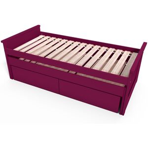 ABC MEUBLES Lit Gigogne Maxi 90x200 bois tiroirs de rangement 90x200 Prune 90x200 Prune