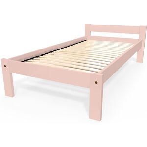 ABC MEUBLES Lit 90x190 enfant en bois hêtre Simply - 90x190 - Rose Pastel