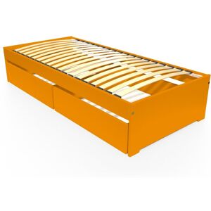 ABC MEUBLES Lit 90x190 simple avec tiroirs de rangement Malo - 90x190 - Orange - 90x190 - Orange