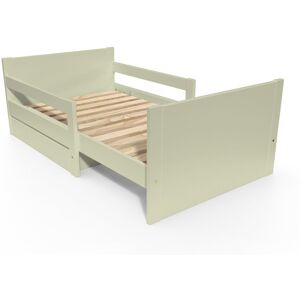 Lit Enfant Avec Barrière De Sécurité Amovible Blanc Et Gris Moly - Matelas  Mousse