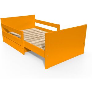 ABC MEUBLES Lit évolutif enfant avec tiroir bois - 90 x (140/170/200) - Orange