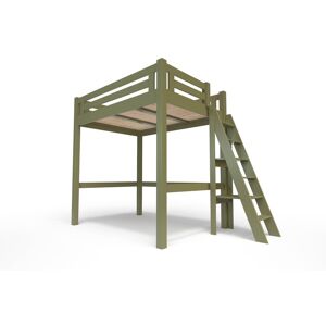 ABC MEUBLES Lit Mezzanine adulte bois + échelle hauteur réglable Alpage - 160x200 - Taupe