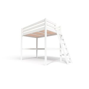 ABC MEUBLES Lit Mezzanine bois avec échelle Sylvia - 120x200 - Blanc - 120x200 - Blanc